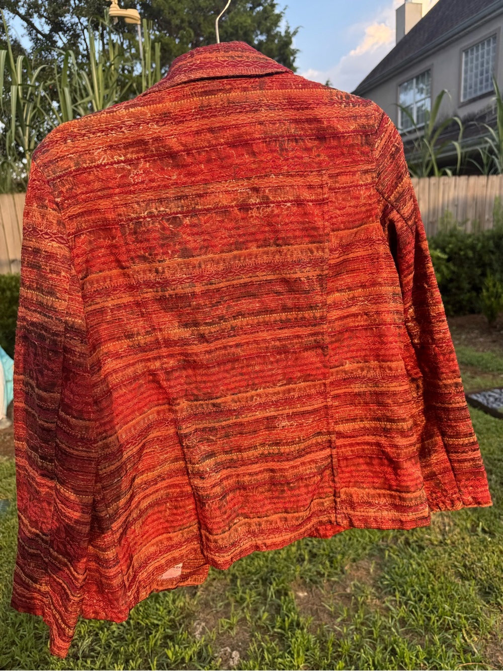 Christopher & Banks Red Multitone Textured Button Jacket - Picture 2 of 3